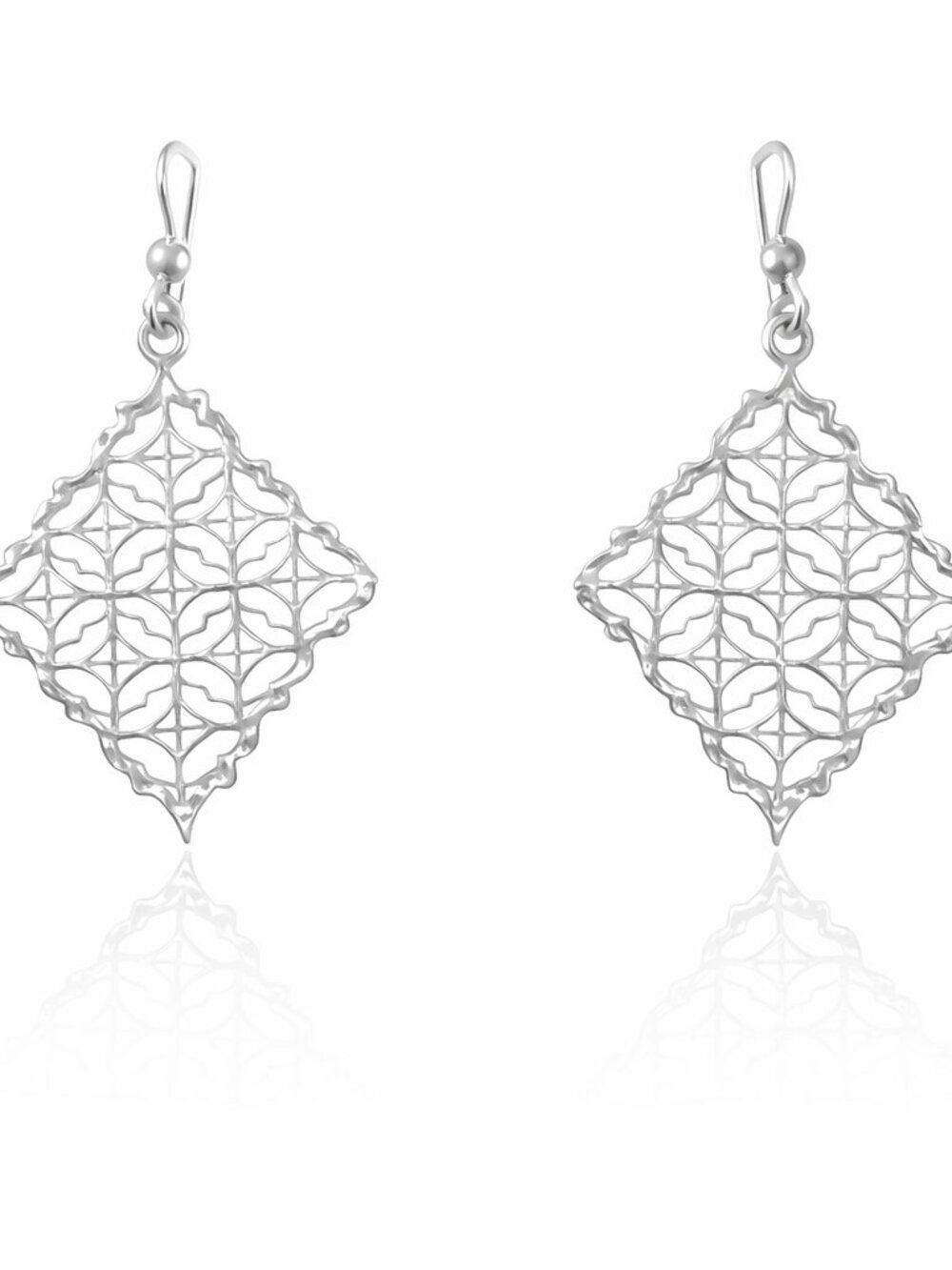Sterling Silver “Ornate Filigree Diamond Drops” Earrings Boho